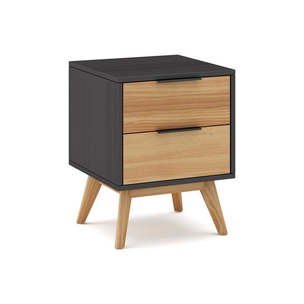 Naturaalset värvi männipuidust öökapp Lavis - Marckeric-image-2