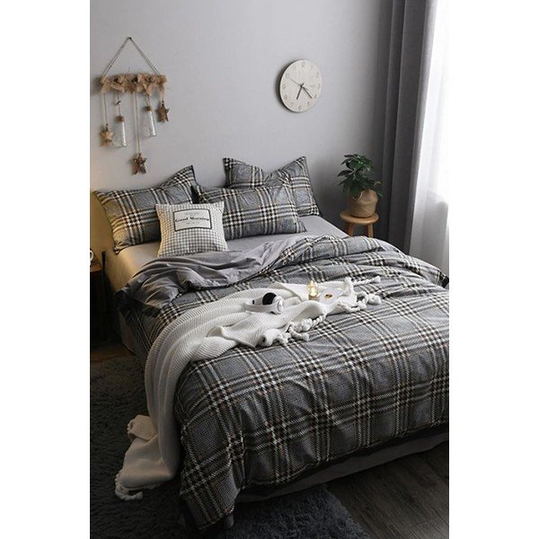 Hall puuvillane üheinimesevoodipesu koos linadega 160x220 cm - Mila Home