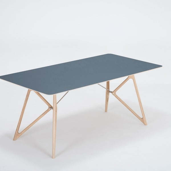 Jídelní stůl z masivního dubového dřeva s tmavě modrou deskou Gazzda Tink, 180 x 90 cm