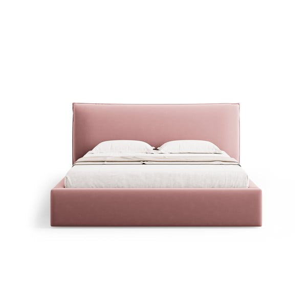 Roosa polsterdatud kaheinimesevoodi koos voodipõhja ja panipaigaga 160x200 cm Elio - Milo Casa-image-3