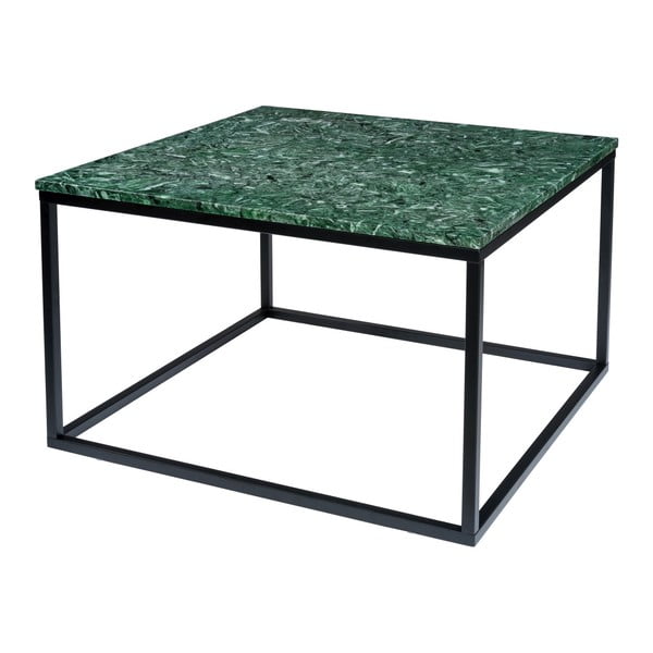 Tmavě zelený mramorový konferenční stolek s černým podnožím RGE Accent, šířka 75 cm