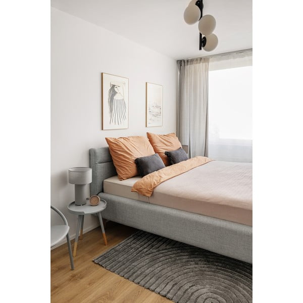 Sinakashall polsterdatud kaheinimesevoodi koos voodipõhja ja panipaigaga 140x200 cm Lotte - Meise Möbel-image-1