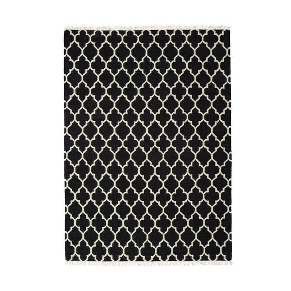 Černý ručně tkaný vlněný koberec Linie Design Arifa, 140 x 200 cm