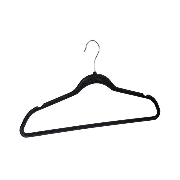 Komplekt 5 musta plastist riidepuude riputid Flocking - Wenko-image-2