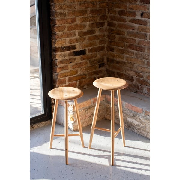 Tammepuidust baaritool (istme kõrgus 75 cm) Blanc - Gazzda-image-1