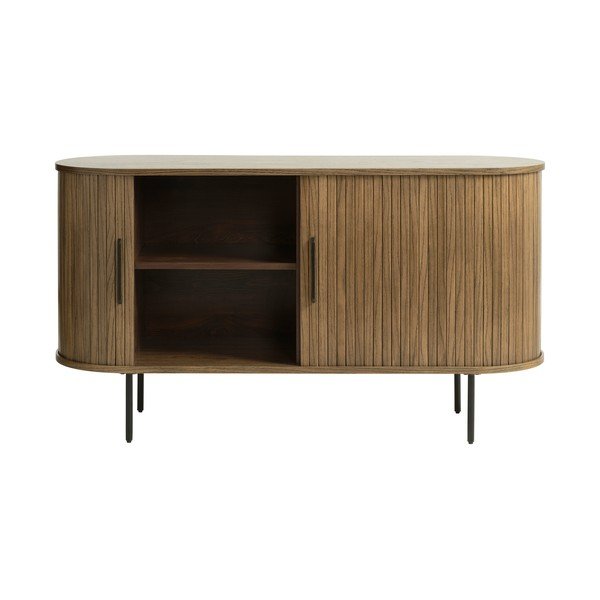Pruun lükandustega madal kummut 140x76 cm Nola – Unique Furniture-image-3