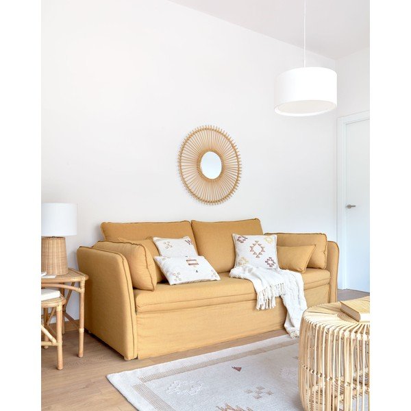 Sinepikollane diivanvoodi 210 cm Tanit - Kave Home-image-1