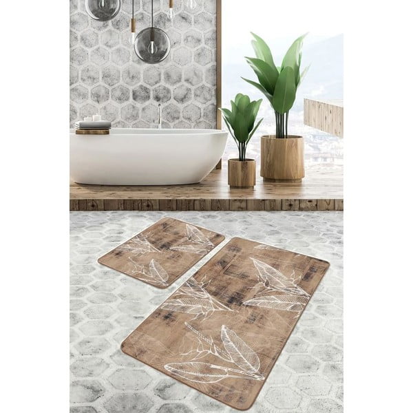 Pruunid sametist vannitoamatid 2tk komplektis 60x100 cm - Mila Home-image-2