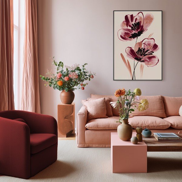 Trükitud pilt raamiga/lõuendil 70x100 cm Burgundy Blooms - Styler-image-2