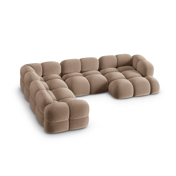  Pruun sametist nurgadiivan (vasak nurk/U-kujuline) Loretto – Cosmopolitan Design-image-2