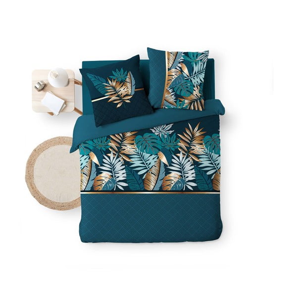 Sinine puuvillane pikendatud kahekohalise voodi voodipesu 240x220 cm Alianor - douceur d'intérieur