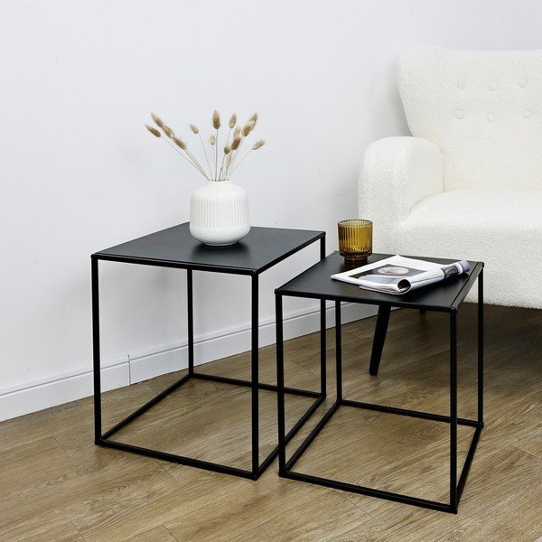 Mustad metallist diivanilauad komplektis 2 tk 38x38 cm Alrik - Yes Everyday-image-1