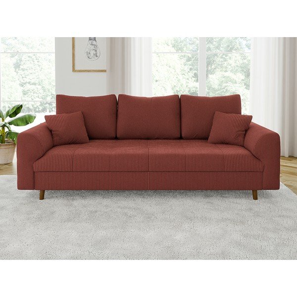 Tellisevärvi velvetist diivan 210 cm Ariella – Ropez-image-1