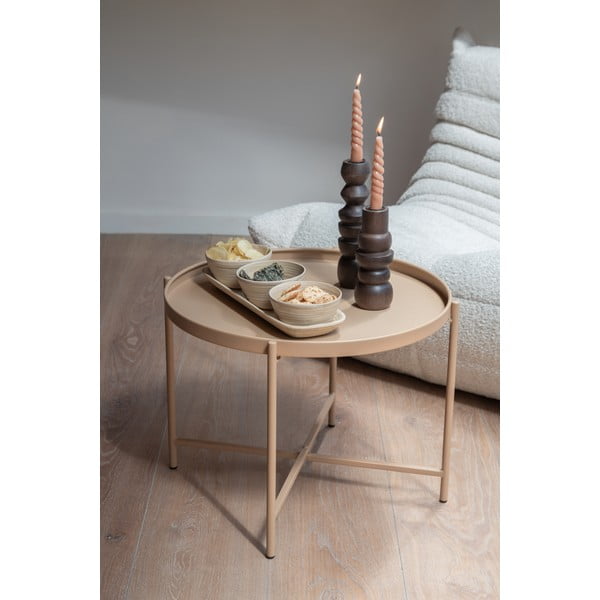 Beež metallist ümmargune diivanilaud ø 50 cm Meseta – Leitmotiv-image-2