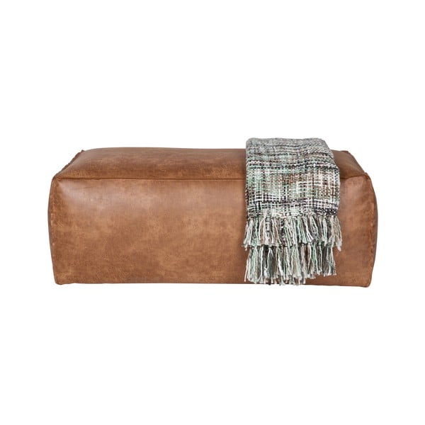 Pruun pouf taaskasutatud nahast kattega Rodeo - WOOOD-image-3