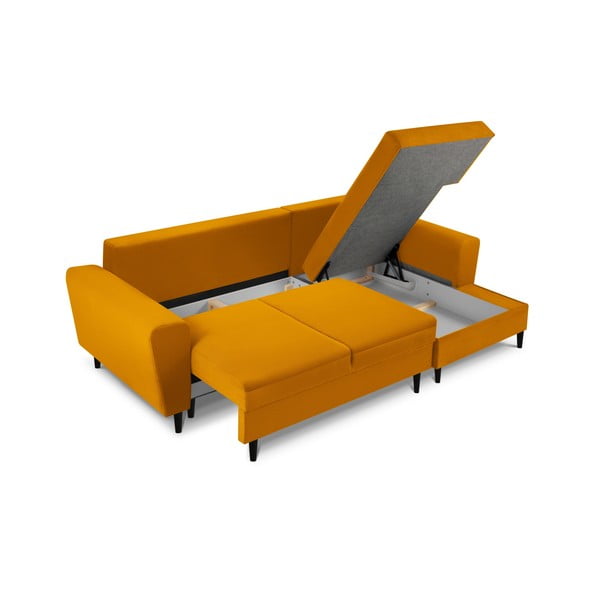 Sinepivärvi velvetist panipaigaga nurgadiivanvoodi (parem nurk) Kyoto - Cosmopolitan Design-image-3