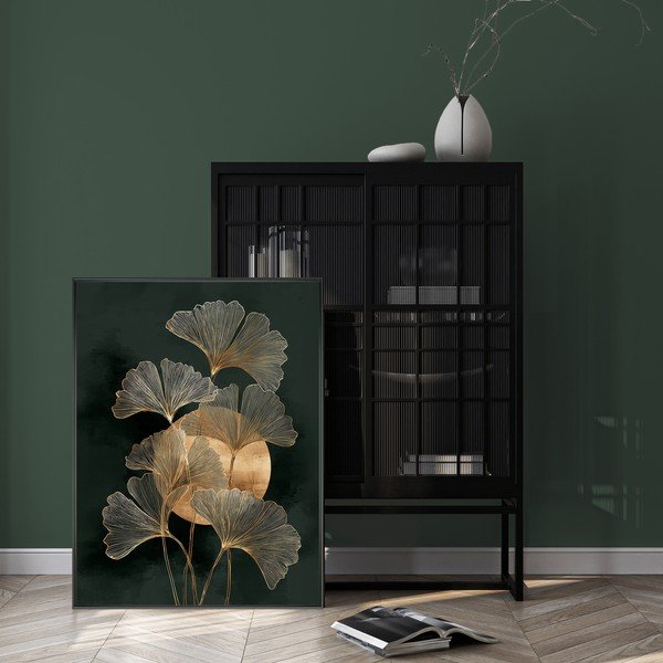 Trükitud pilt raamiga 60x80 cm Gold Ginkgo - Styler-image-1