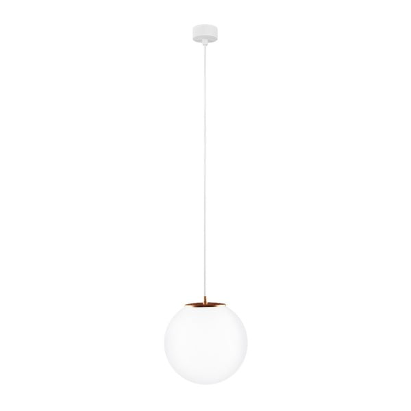 Bílé závěsné svítidlo s bílým kabelem a detailem v měděné barvě Sotto Luce Tsuri, ⌀ 25 cm
