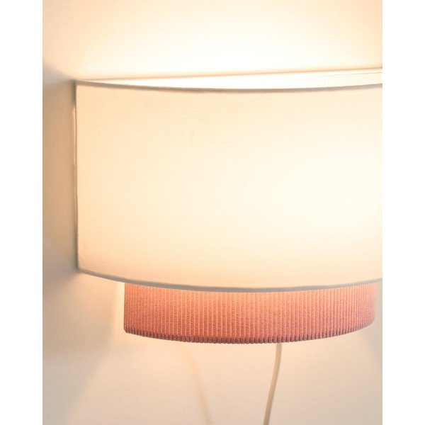 Valge/heleroosa laste lamp tekstiilist varjuga Bianella - Kave Home-image-3