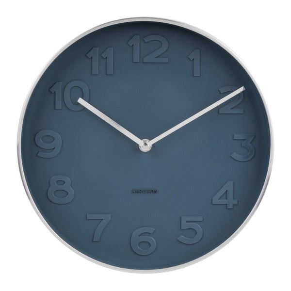 Modré nástěnné hodiny s detaily ve stříbrné barvě Karlsson Mr. Blue, ⌀ 27,5 cm