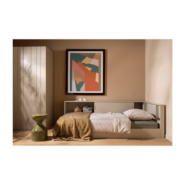 Beež männipuidust üheinimesevoodi ilma voodipõhjata 90x200 cm Carter - WOOOD-image-1