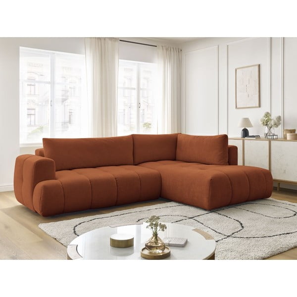 Diivanvoodi/panipaigaga nurgadiivan telliskivi värvi (parem nurk/L-kujuline) Fuji - Bobochic Paris-image-1