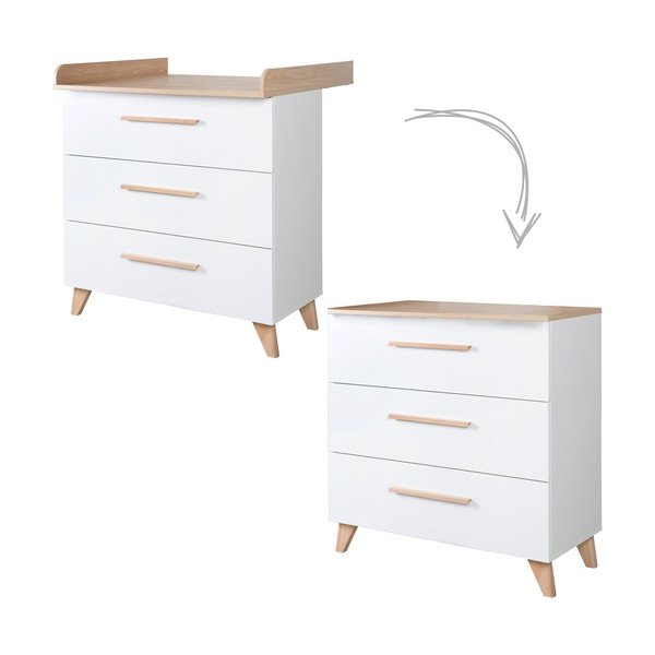 Valge lastekapp koos riietuslauaga tammepuust 88,5x99x76 cm Léon - Roba-image-2