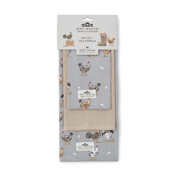 Puuvillased rätikud 3tk komplektis 45x65 cm Hen House - Cooksmart ®