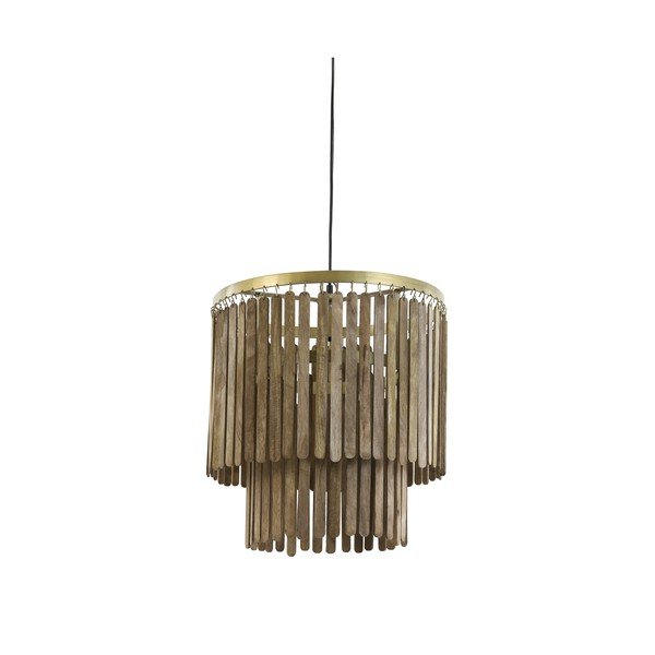 Pruun ripplamp puidust varjuga Gularo - Light & Living