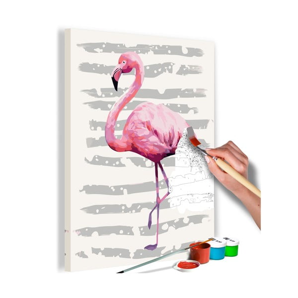 DIY set na tvorbu vlastního obrazu na plátně Artgeist Flamingo, 40 x 60 cm