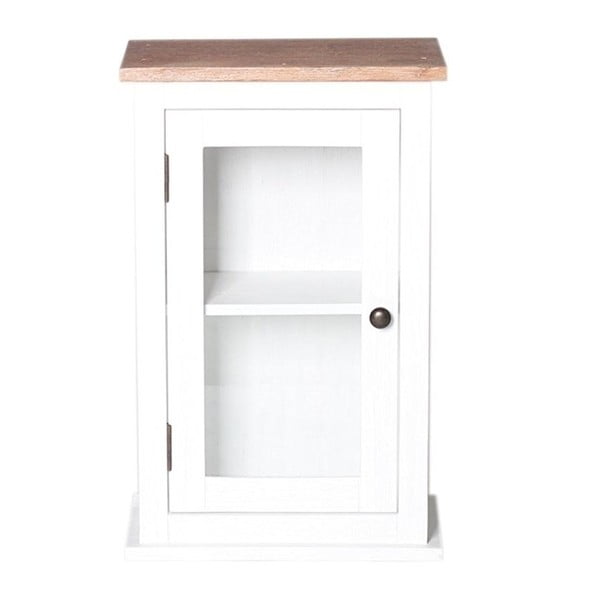 Bílá prosklená koupelnová skříňka z akáciového dřeva Woodking Kimberly