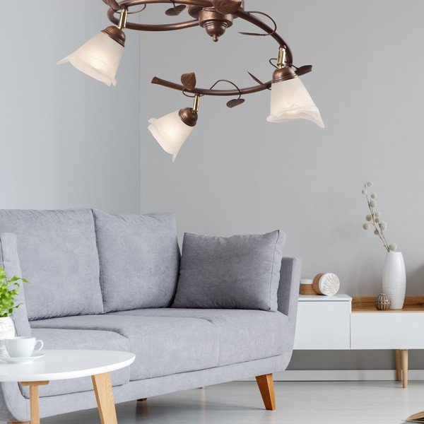 Tumepruun laevalgusti klaasist varjuga ø 13 cm Bluszcz - LAMKUR-image-3