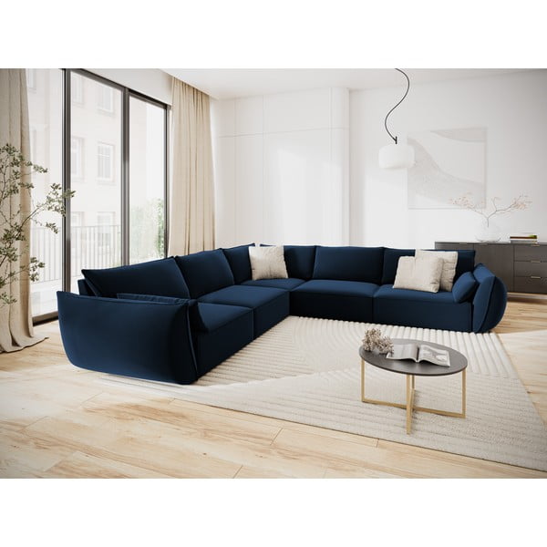 Tumesinine sametist nurgadiivan Vanda - Mazzini Sofas-image-1