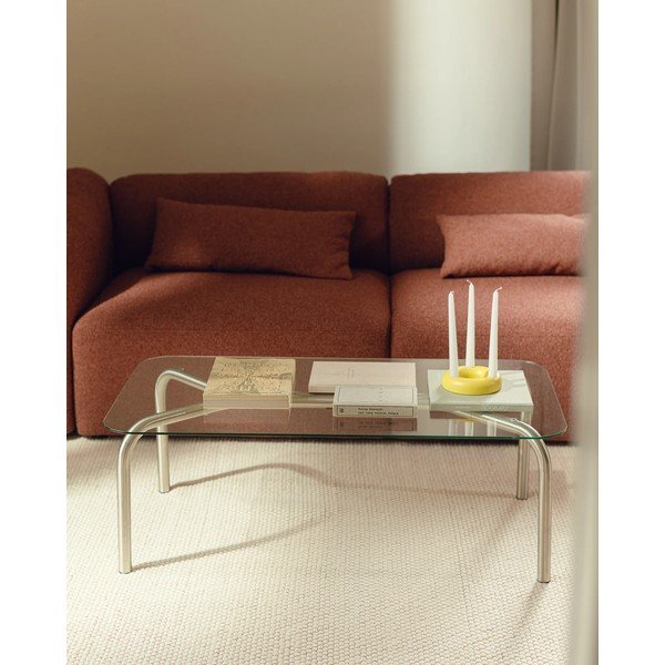 Kohvilaud klaasist pealispinnaga hõbedases värvitoonis 60x110 cm Uku - noo.ma-image-1