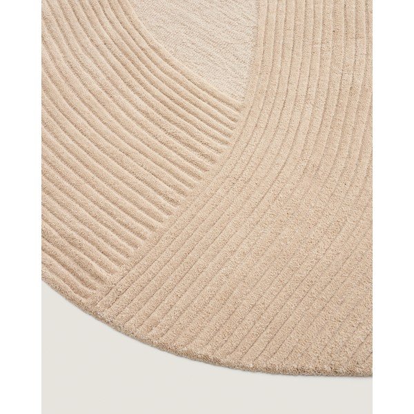 Kreem käsitsi kootud villane ümmargune vaip ø 200 cm Domm - Kave Home-image-4