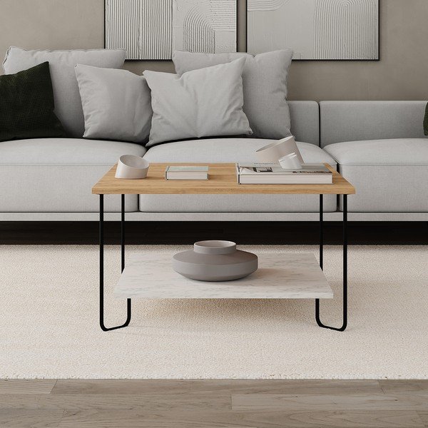 Diivanilaud valge-puiduvärvi tammedekooriga 80x80 cm Tonka - Marckeric-image-4