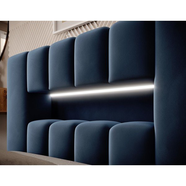 Tumesinine polsterdatud üheinimesevoodi koos panipaiga ja voodipõhjaga 90x200 cm Lamica - ELTAP-image-4