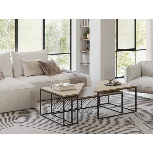 Tammespoonist pinnaga diivanilauad 3tk komplektis 70x110cm Titan - Marckeric-image-1