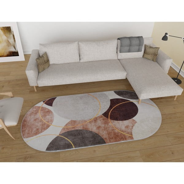 Kreem-pruun pestav vaip 60x100 cm Oval - Vitaus-image-1