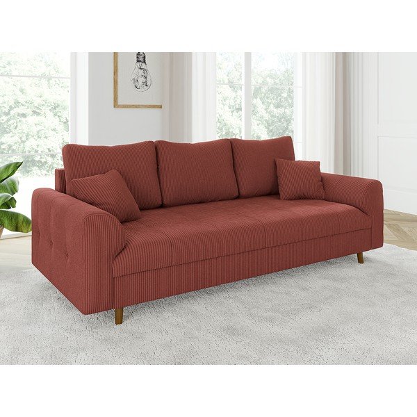 Tellisevärvi velvetist diivan 210 cm Ariella – Ropez-image-3