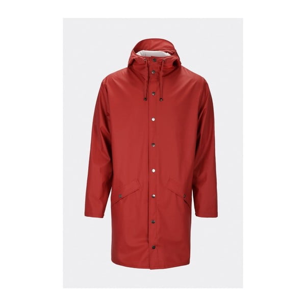 Tmavě červená unisex bunda s vysokou voděodolností Rains Long Jacket, velikost XS / S