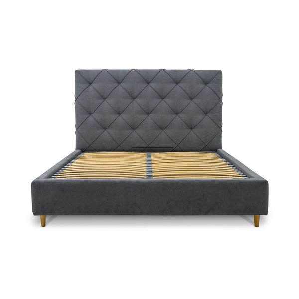 Hall polsterdatud kaheinimesevoodi koos panipaiga ja voodipõhjaga 160x200 cm Bee - Scandic-image-3