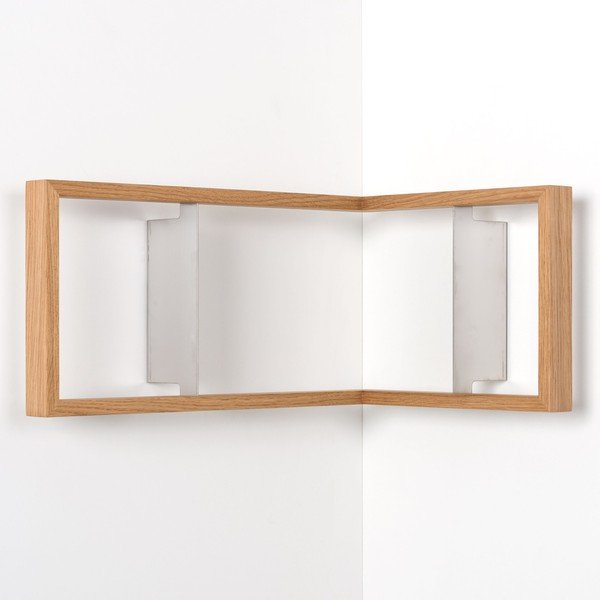 Rohová knižní police z dubového dřeva das kleine b b1, výška 22 cm-image-2