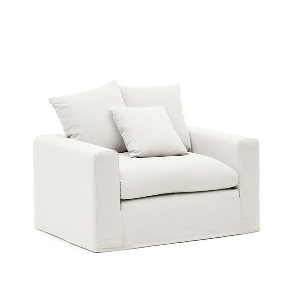 Valge linane tugitool Nora - Kave Home