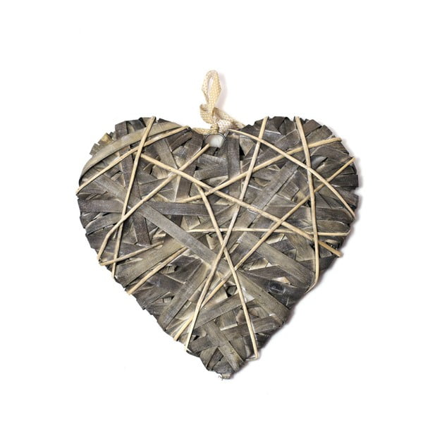 Šedá závěsná dekorace ve tvaru srdce Ego Dekor, délka 40 cm