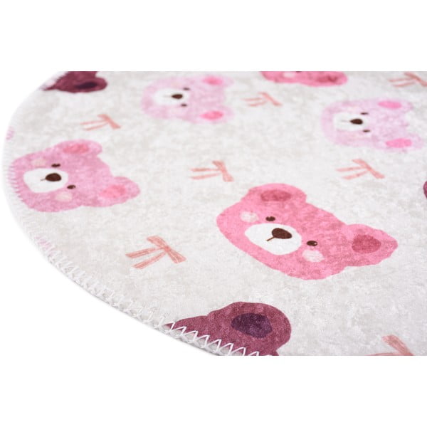 Roosa-elevandiluu värvi pestav laste vaip ø100 cm Cute Teddies Pink - Vitaus-image-2