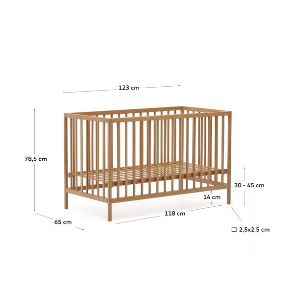 Pöögipuidust võrevoodi 60x120 cm Shantal - Kave Home-image-4