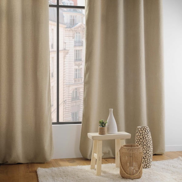 Beež bukleekangast kardin 140x240 cm Wooly - douceur d'intérieur-image-2