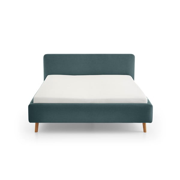 Sinine/hall polsterdatud kaheinimesevoodi ilma voodipõhjata 140x200 cm Mattis – Meise Möbel-image-4