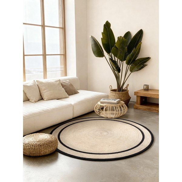 Käsitsi kootud džuudist ümmargune vaip heledas naturaalses värvitoonis ø 150 cm Lina - Hanse Home-image-1